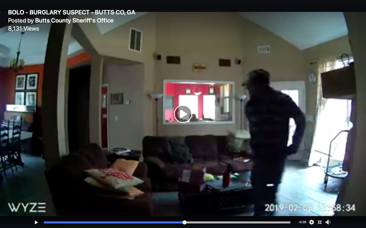 Video shows burglary suspect entering Butts County home